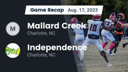 Recap: Mallard Creek  vs. Independence  2023