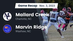 Recap: Mallard Creek  vs. Marvin Ridge  2023
