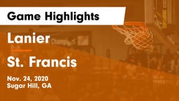 Lanier  vs St. Francis  Game Highlights - Nov. 24, 2020