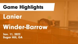 Lanier  vs Winder-Barrow  Game Highlights - Jan. 11, 2022
