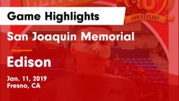 San Joaquin Memorial  vs Edison  Game Highlights - Jan. 11, 2019
