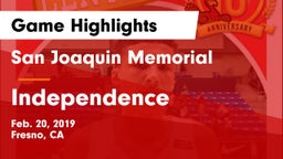 San Joaquin Memorial  vs Independence  Game Highlights - Feb. 20, 2019