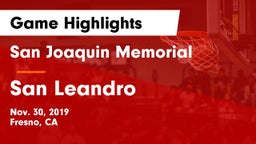 San Joaquin Memorial  vs San Leandro  Game Highlights - Nov. 30, 2019