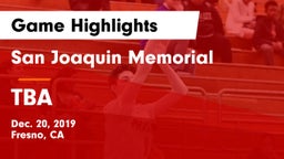 San Joaquin Memorial  vs TBA Game Highlights - Dec. 20, 2019