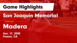 San Joaquin Memorial  vs Madera  Game Highlights - Jan. 17, 2020