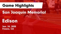 San Joaquin Memorial  vs Edison  Game Highlights - Jan. 24, 2020