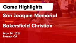 San Joaquin Memorial  vs Bakersfield Christian  Game Highlights - May 24, 2021