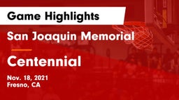 San Joaquin Memorial  vs Centennial Game Highlights - Nov. 18, 2021