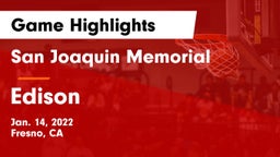 San Joaquin Memorial  vs Edison  Game Highlights - Jan. 14, 2022