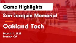San Joaquin Memorial  vs Oakland Tech  Game Highlights - March 1, 2022