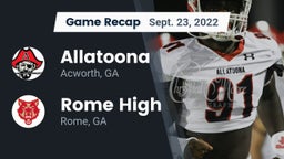 Recap: Allatoona  vs. Rome High 2022