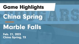 China Spring  vs Marble Falls  Game Highlights - Feb. 21, 2023