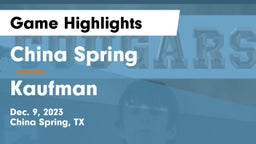 China Spring  vs Kaufman  Game Highlights - Dec. 9, 2023