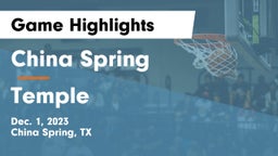 China Spring  vs Temple  Game Highlights - Dec. 1, 2023