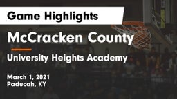 McCracken County  vs University Heights Academy Game Highlights - March 1, 2021