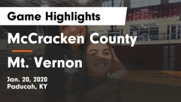 McCracken County  vs Mt. Vernon  Game Highlights - Jan. 20, 2020