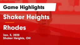Shaker Heights  vs Rhodes  Game Highlights - Jan. 5, 2020