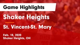Shaker Heights  vs St. Vincent-St. Mary  Game Highlights - Feb. 18, 2020