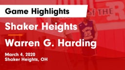 Shaker Heights  vs Warren G. Harding  Game Highlights - March 4, 2020
