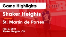 Shaker Heights  vs St. Martin de Porres  Game Highlights - Jan. 2, 2021