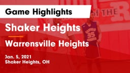 Shaker Heights  vs Warrensville Heights  Game Highlights - Jan. 5, 2021