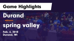 Durand  vs spring valley Game Highlights - Feb. 6, 2018