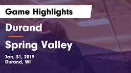 Durand  vs Spring Valley  Game Highlights - Jan. 31, 2019