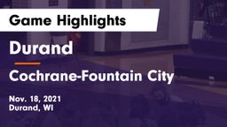 Durand  vs Cochrane-Fountain City  Game Highlights - Nov. 18, 2021