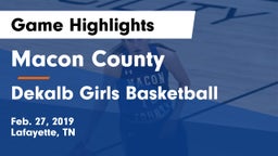 Macon County  vs Dekalb  Girls Basketball  Game Highlights - Feb. 27, 2019