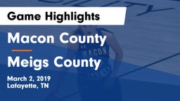 Macon County  vs Meigs County   Game Highlights - March 2, 2019