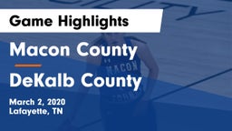 Macon County  vs DeKalb County  Game Highlights - March 2, 2020