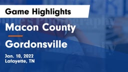Macon County  vs Gordonsville  Game Highlights - Jan. 10, 2022