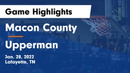 Macon County  vs Upperman  Game Highlights - Jan. 28, 2022