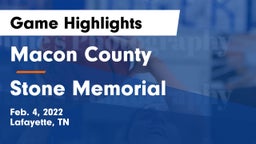 Macon County  vs Stone Memorial  Game Highlights - Feb. 4, 2022