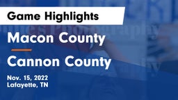 Macon County  vs Cannon County  Game Highlights - Nov. 15, 2022