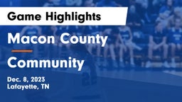 Macon County  vs Community  Game Highlights - Dec. 8, 2023