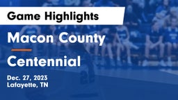 Macon County  vs Centennial  Game Highlights - Dec. 27, 2023