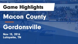 Macon County  vs Gordonsville  Game Highlights - Nov 15, 2016