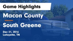 Macon County  vs South Greene Game Highlights - Dec 21, 2016