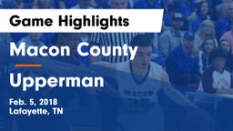Macon County  vs Upperman  Game Highlights - Feb. 5, 2018