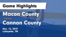 Macon County  vs Cannon County  Game Highlights - Dec. 13, 2019