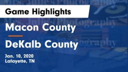 Macon County  vs DeKalb County  Game Highlights - Jan. 10, 2020