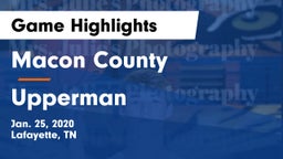 Macon County  vs Upperman  Game Highlights - Jan. 25, 2020