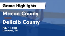 Macon County  vs DeKalb County  Game Highlights - Feb. 11, 2020