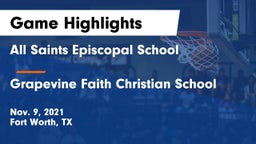 All Saints Episcopal School vs Grapevine Faith Christian School Game Highlights - Nov. 9, 2021