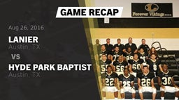 Recap: Lanier  vs. Hyde Park Baptist  2016