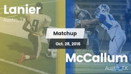 Matchup: Lanier vs. McCallum  2016