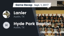 Recap: Lanier  vs. Hyde Park Baptist  2017