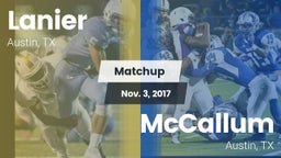 Matchup: Lanier vs. McCallum  2017