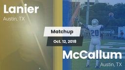 Matchup: Lanier vs. McCallum  2018